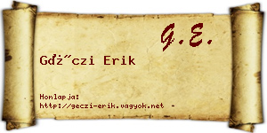 Géczi Erik névjegykártya