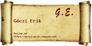 Géczi Erik névjegykártya